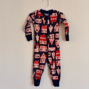 Hanna Andersson Gingerbread Village Zip Up Sleeper 12/18 Months